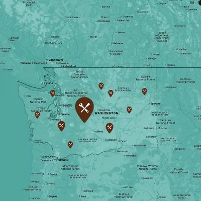 Map showing reuse locations around Washington